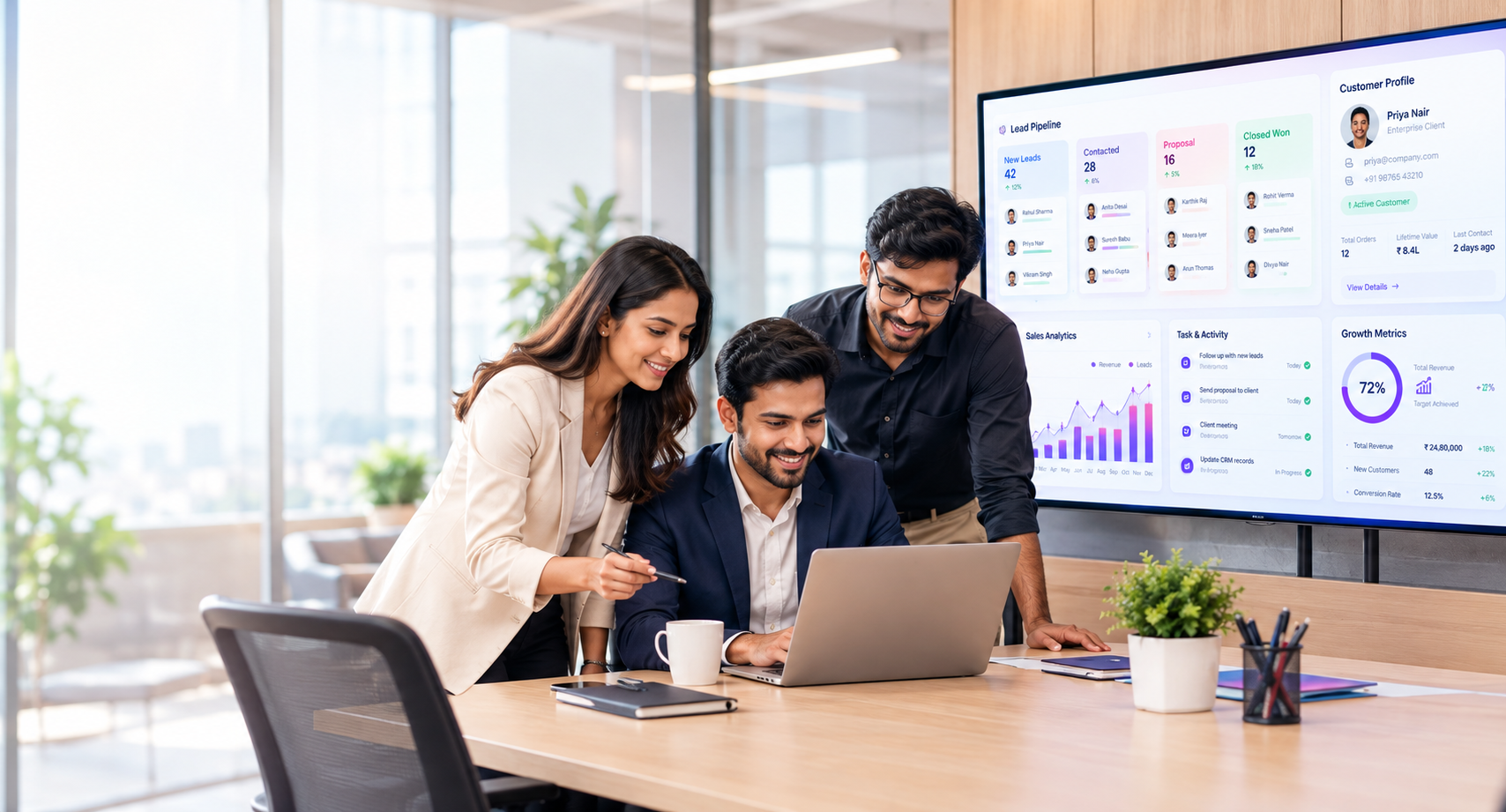 The team working together on a live project